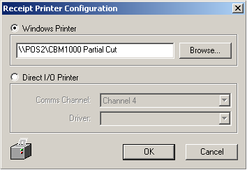 Receipt Printer Config Dialog
