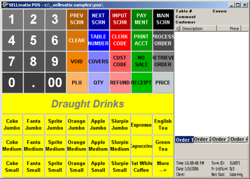 SELLmatix Sample Drinks Screen