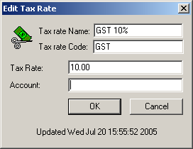 Edit Tax Rate Dialog